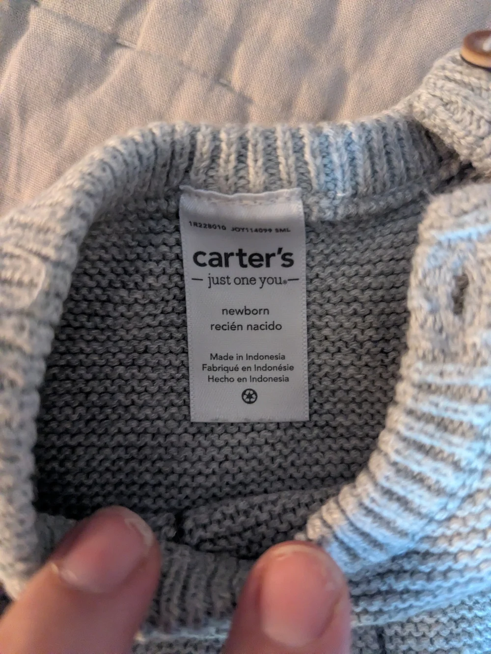 Carter's Baby Knit Sweater and Pants Set in Light Gray/Beige